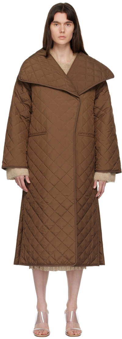 Totême Signature Quilted Oversize Coat In 878 Saddle Brown