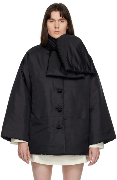 Totême Oversized Scarf-detailed Padded Shell Jacket In Black