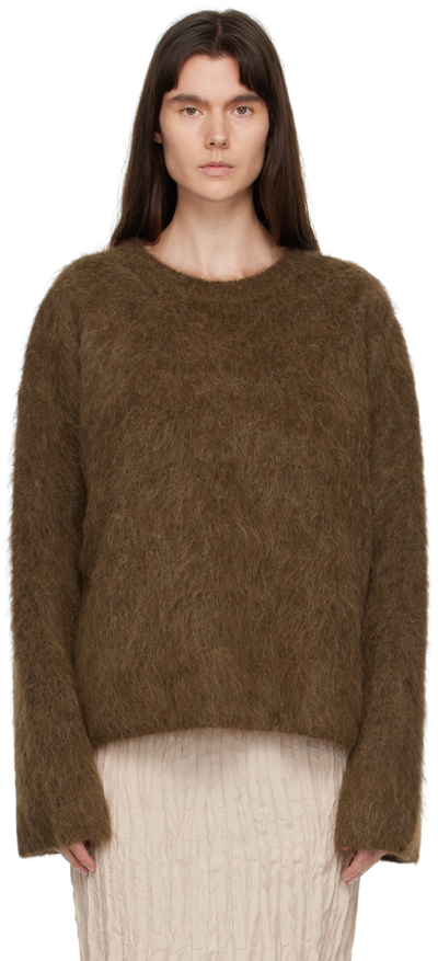 Totême Boxy Alpaca-knit Crewneck Sweater In Saddle Brown