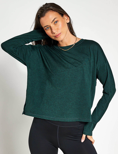 Girlfriend Collective Reset Long Sleeve Tee In Green