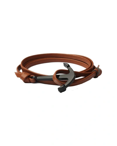 Stephen Oliver Stainless Steel Wrap Bracelet In Brown