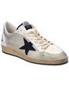 Golden Goose "ball Star" Net Upper Suede Star Laminated Heel Crack Spur Sneakers Shoes In White
