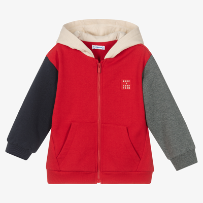 Mayoral Kids' Boys Colourblock Zip Up Top In Red