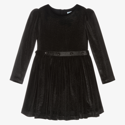 Abel & Lula Kids' Girls Glittery Black Velour Dress