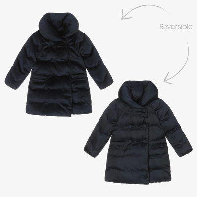 Abel & Lula Kids' Girls Blue Reversible Coat