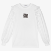 Msgm Teen Girls White Logo Top In White