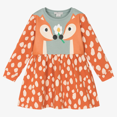 Stella Mccartney Babies'  Kids Girls Orange Cotton Deer Dress