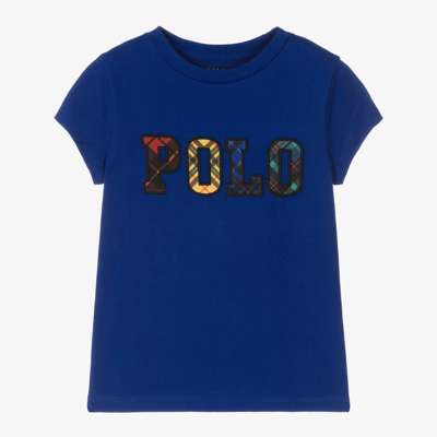 Polo Ralph Lauren Kids' Girls Blue Logo T-shirt