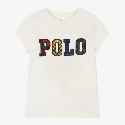 Polo Ralph Lauren Kids' Girls Ivory Logo T-shirt
