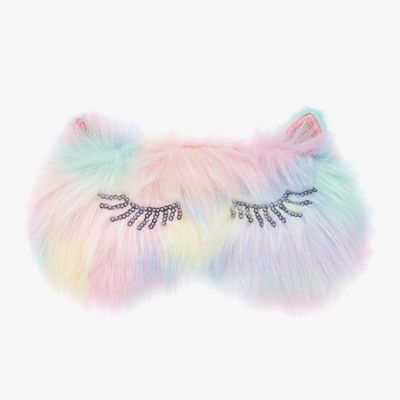 Billieblush Kids' Girls Pink Faux Fur Eye Mask In Multi