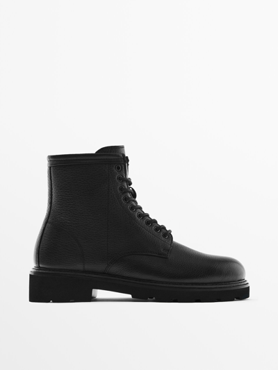 Massimo Dutti Leather Boots - Limited Edition In Black