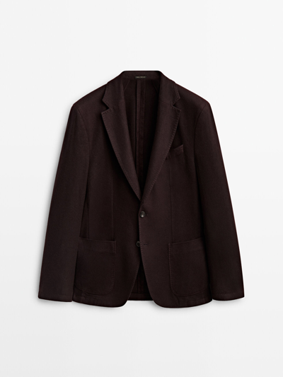 Massimo Dutti Dyed Wool Blend Blazer Limited Edition In Maroon