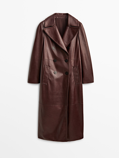 Massimo Dutti Nappa Trench Jacket - Limited Edition In Burgundy