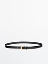 Massimo Dutti Leather Belt Limited Edition In Black
