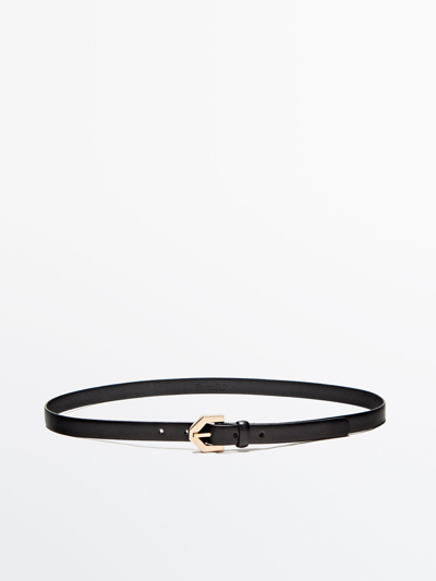 Massimo Dutti Leather Belt Limited Edition In Black