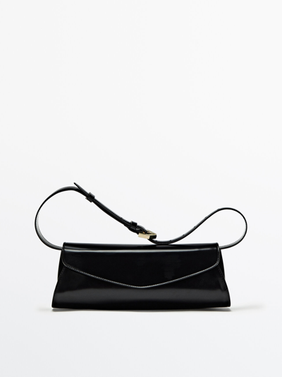 Massimo Dutti Leather Bag With Detachable Strap - Limited Edition In Black