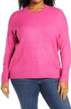 Vince Camuto Center Seam Crewneck Sweater In Paradox Pink