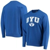 Colosseum Men's  Royal Byu Cougars Team Arch & Logo Tackle Twill Pullover Sweatshirt In Royal