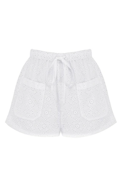 House Of Cb Mae Broderie-anglaise Cotton Shorts In White
