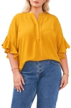 Vince Camuto Ruffle Sleeve Blouse In Honey Pot