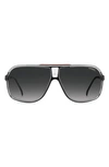 Carrera Eyewear Grand Prix 64mm Polarized Navigator Sunglasses In Black Red / Grey Shaded