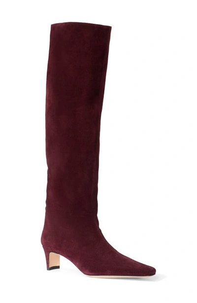 Staud Wally Suede Knee Boots In Plum