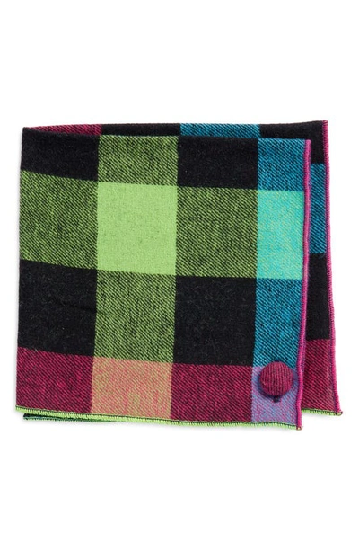 Clifton Wilson Buffalo Check Cotton Flannel Pocket Square In Fuchsia