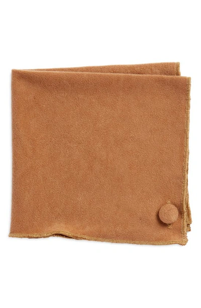 Clifton Wilson Solid Sueded Cotton Pocket Square In Tan