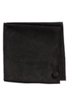CLIFTON WILSON BLACK SUEDED COTTON POCKET SQUARE
