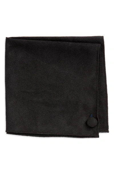 Clifton Wilson Black Sueded Cotton Pocket Square