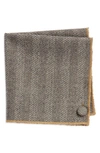 Clifton Wilson Herringbone Wool Pocket Square In Grey