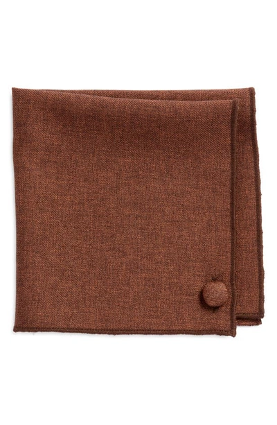 Clifton Wilson Solid Brown Wool Pocket Square