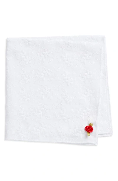 Clifton Wilson Lace Cotton Pocket Square In White