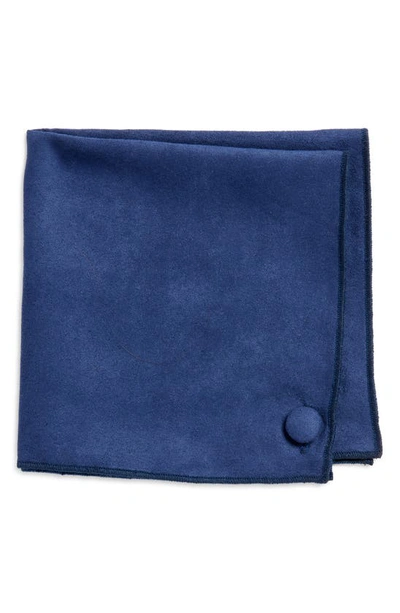 Clifton Wilson Solid Sueded Cotton Pocket Square In Navy