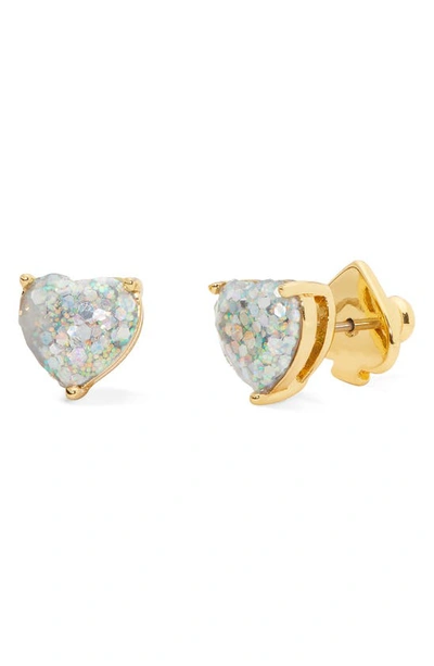 Kate Spade New York My Love Sparkle Heart Stud Earrings In Opal Glitter