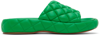Bottega Veneta Quilted Green Slides With Chunky Sole In 3708 Parakeet