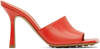 BOTTEGA VENETA RED STRETCH HEELED MULE