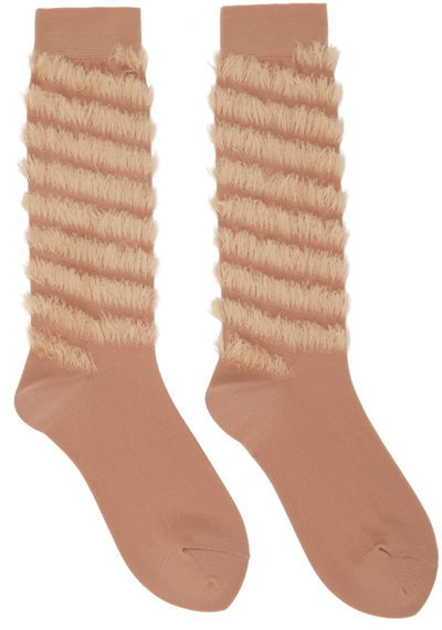 Kiko Kostadinov Pink Spiral Trim Socks In Bisque