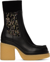 Chloé Jamie Ribbed-knit And Leather Platform Chelsea Boots In 001 Black
