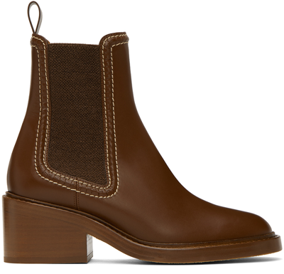 Chloé Mallo Calf-leather Ankle Boots In Braun