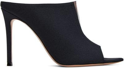 Gianvito Rossi Clear Stripe Stiletto Mule Sandals In Black & Transparent