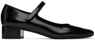 By Far 35mm Ginny Semi-patent Mary Jane Flats In Black