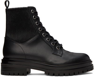 Gianvito Rossi Martis 20 Ribbed-detail Combat Boots In Black