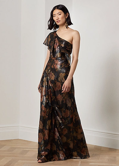 Polo Ralph Lauren Anahita Chiffon Lam Evening Dress In Black Multi |  ModeSens