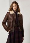 Polo Ralph Lauren Women's Niketa Lambskin & Dyed Shearling Bomber Jacket In Burnished Brown