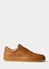 Ralph Lauren Jinett Calfskin Low-top Sneaker In Rl Gold
