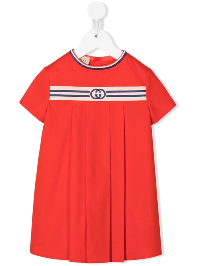 Gucci Babies' Gg-logo Short-sleeve Dress In Red