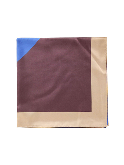 Tory Burch Color Block Logo Oversize Square Double Sided Foulard In Cobalt