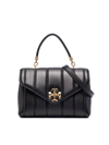 Tory Burch Small Kira Leather Top Handle Satchel In Black Gold