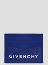 Givenchy 4g Logo-embossed Leather Cardholder In Blue
